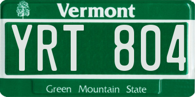 VT license plate YRT804