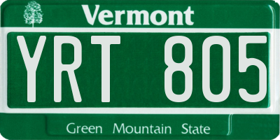 VT license plate YRT805