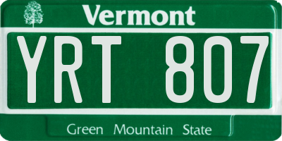 VT license plate YRT807