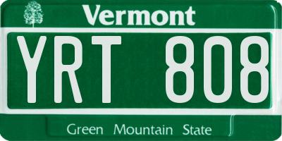 VT license plate YRT808