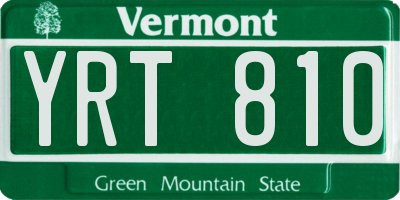 VT license plate YRT810