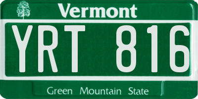 VT license plate YRT816