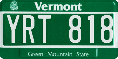 VT license plate YRT818