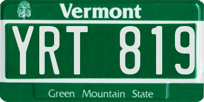 VT license plate YRT819