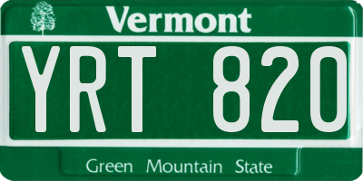VT license plate YRT820