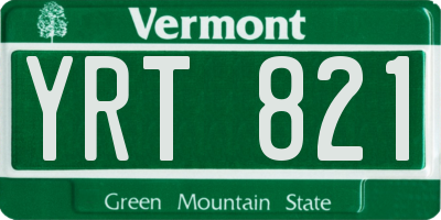 VT license plate YRT821