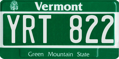 VT license plate YRT822