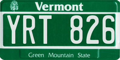 VT license plate YRT826