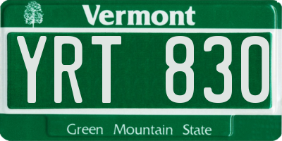 VT license plate YRT830