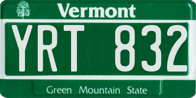 VT license plate YRT832