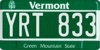 VT license plate YRT833