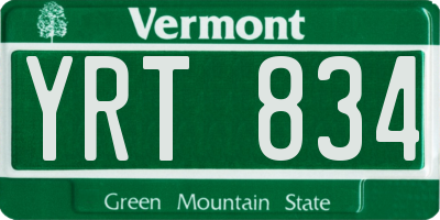 VT license plate YRT834