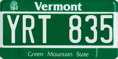 VT license plate YRT835