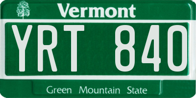 VT license plate YRT840