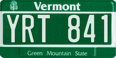 VT license plate YRT841