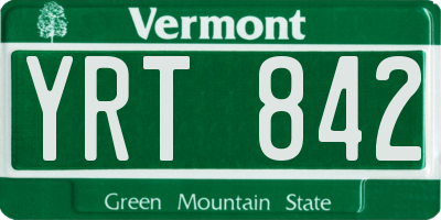 VT license plate YRT842