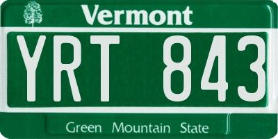 VT license plate YRT843