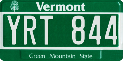 VT license plate YRT844