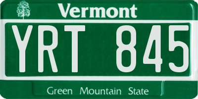 VT license plate YRT845