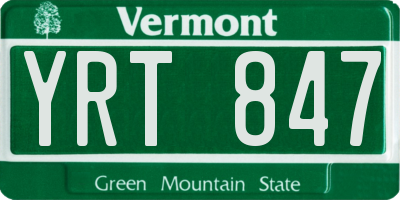 VT license plate YRT847