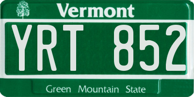 VT license plate YRT852