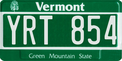 VT license plate YRT854