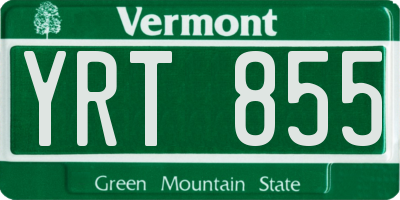VT license plate YRT855