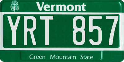 VT license plate YRT857