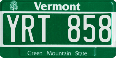 VT license plate YRT858