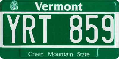 VT license plate YRT859