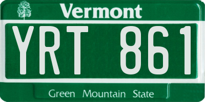 VT license plate YRT861