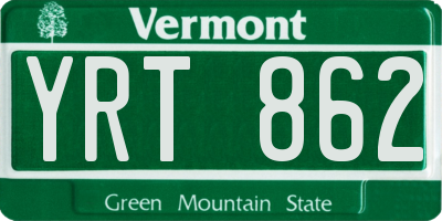 VT license plate YRT862