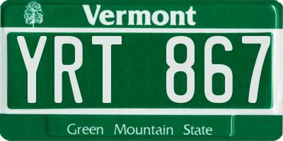 VT license plate YRT867