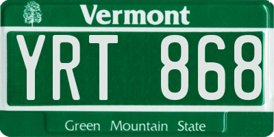 VT license plate YRT868