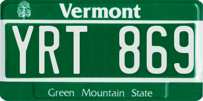 VT license plate YRT869