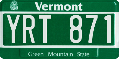 VT license plate YRT871