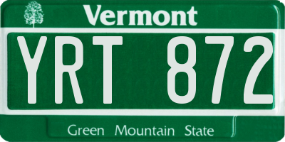 VT license plate YRT872