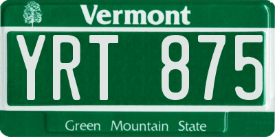 VT license plate YRT875