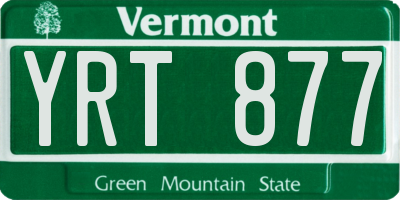 VT license plate YRT877