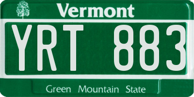 VT license plate YRT883