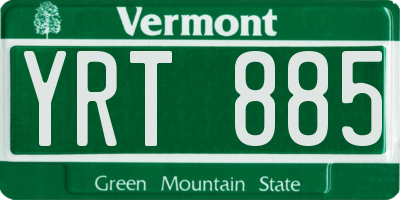 VT license plate YRT885