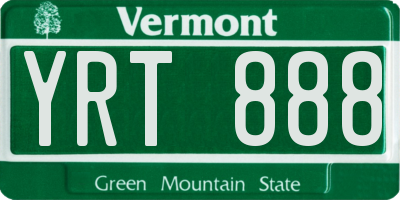 VT license plate YRT888