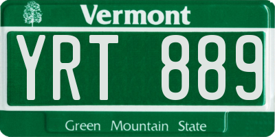 VT license plate YRT889