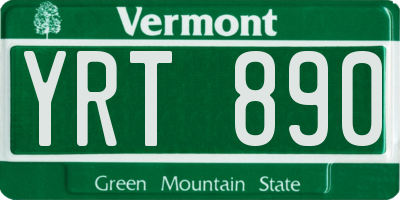 VT license plate YRT890