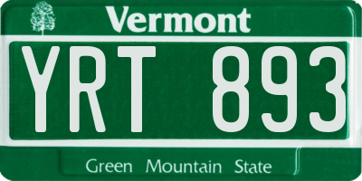 VT license plate YRT893