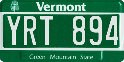VT license plate YRT894