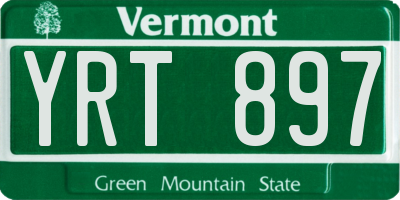 VT license plate YRT897