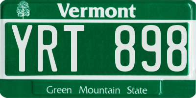 VT license plate YRT898