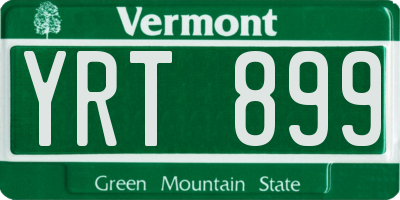 VT license plate YRT899
