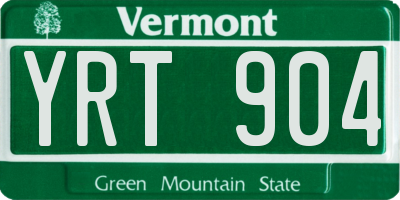 VT license plate YRT904